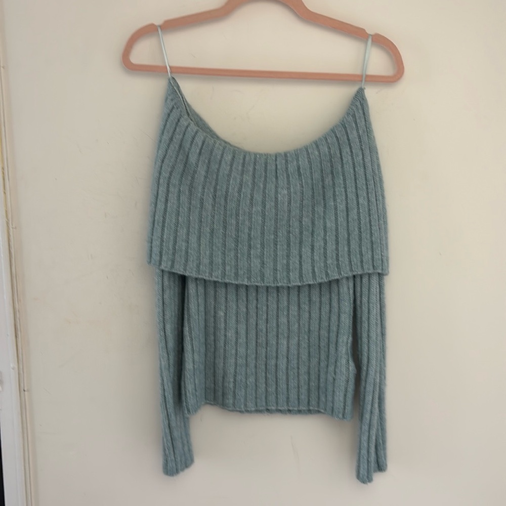Off the shoulder sweater! Beautiful blue